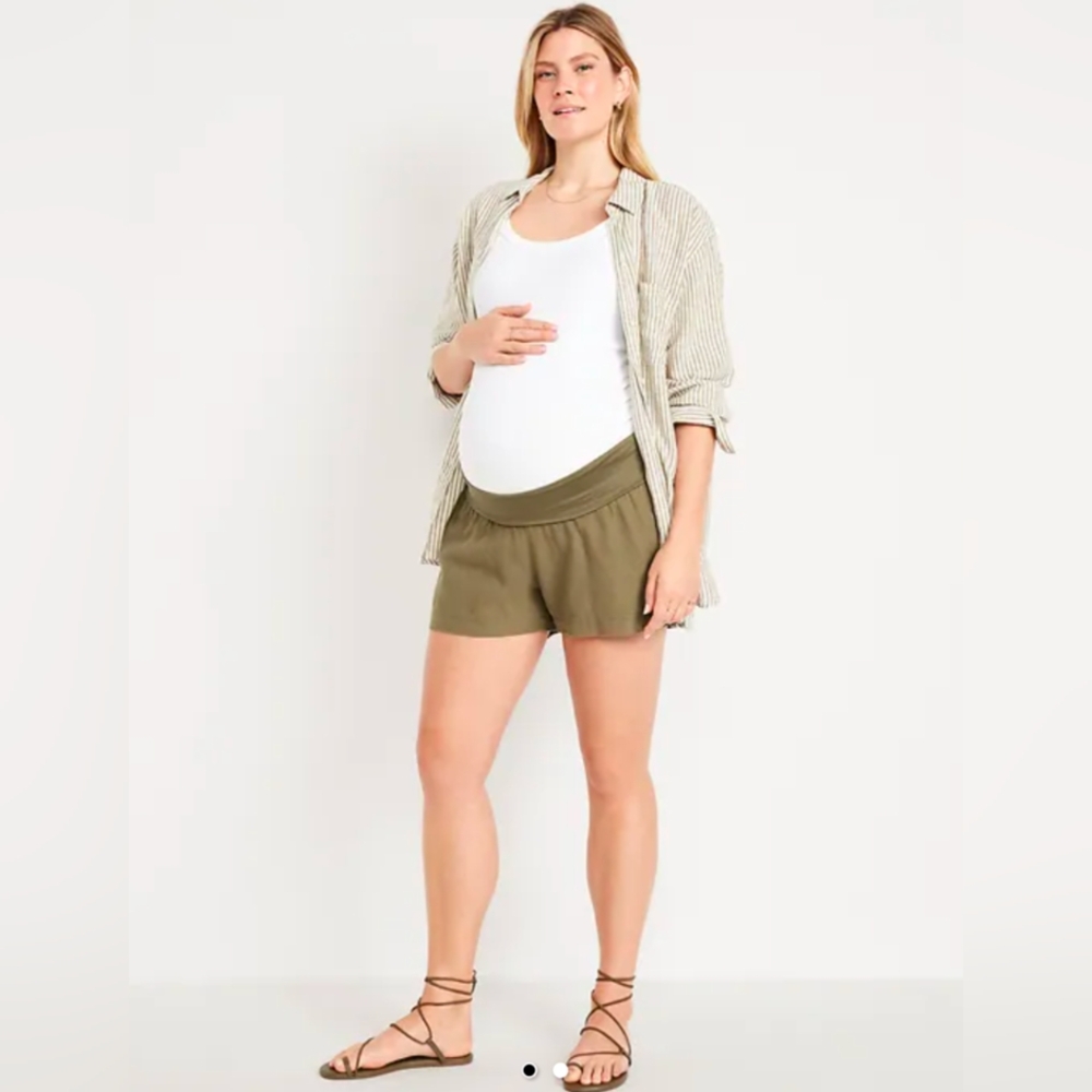 2 Pairs Of Old Navy Linen Blend Maternity Shorts - S